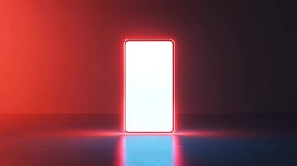 Abstract Glowing hand phone with Red and Blue Gradient Lighting in Dark Room - Powered by Adobe