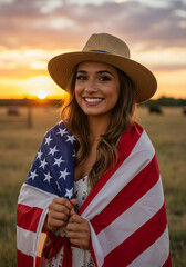 Beautiful Country Girl Celebrates US Independence Day