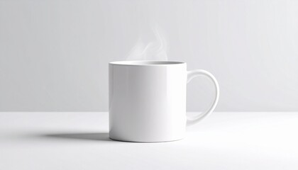 Obraz premium White ceramic coffee cup filled with milk sitting alone on a plain background