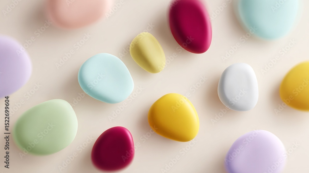 Poster abstract 3d pastel soft blobs on neutral background