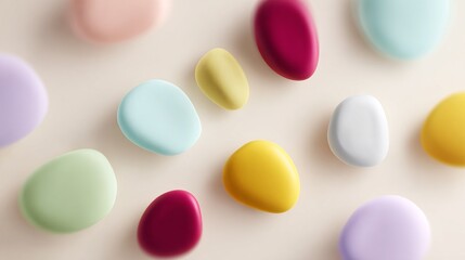 Abstract 3D Pastel Soft Blobs on Neutral Background