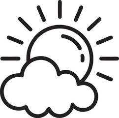 Sun and cloud icon vector illustration on transparent background.