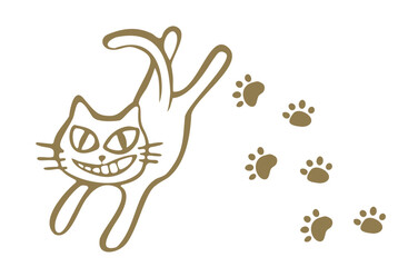 Hand drawn illustration of a mischievous cat 1 color