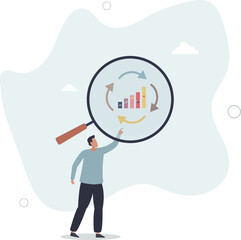 Economic cycle to study up and down on stock market, booming or recession, business cycle for marketing, statistic or data analysis concept. character life .