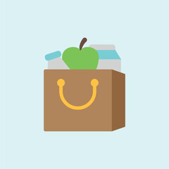 Food Basket Icon – Charity, Donation, and Grocery Aid Symbol for International Charity Day