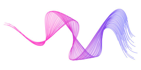 Abstract flowing dynamic wavy lines isolated on transparent background. Digital motion element for design technology background.