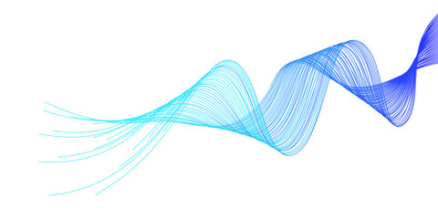 Abstract flowing dynamic wavy lines isolated on transparent background. Digital motion element for design technology background.