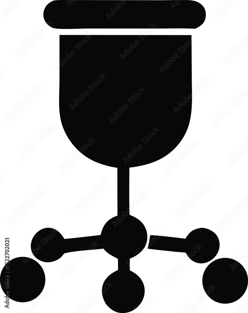 Poster abstract black icon depicting a central element connected to four peripheral elements via short conn