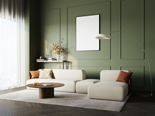 3d modern living room with sofa	