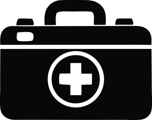 Black and white first aid kit icon graphic design element