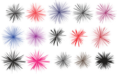 Vector illustration set of colorful fireworks