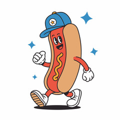 Patriotic Hot Dog Cartoon Character Illustration