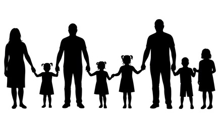 Silhouette of a Family Holding Hands