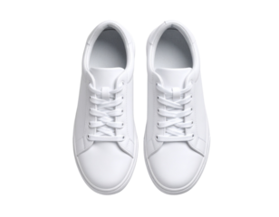 Casual Women’s White Sneakers with Laces, Top Down View, Isolated PNG