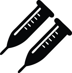 Pair of simple black and white syringe or pipette illustrations