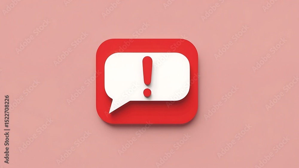 Poster red alert notification icon in speech bubble isolated on transparent background