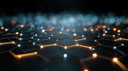 Obraz premium Abstract hexagonal pattern with glowing lines
