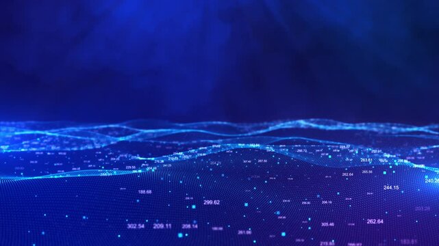 Digital Wave of Data Points wave points digital ocean of information data across networks. data analysis science, machine learning, digital transformation, technology. big data, innovative visual