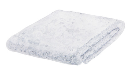 Watercolor illustration of a neatly folded white towel. Ideal for spa and wellness designs, skincare or bath-related visuals. Represents softness, cleanliness, and a calm self-care routine.