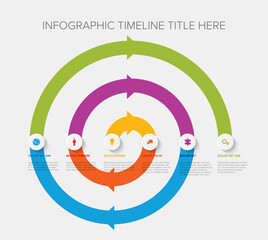 Visually appealing infographic timeline chart featuring a colourful spiral process with six steps. Ideal for presenting your workflow or business process steps effectively.
