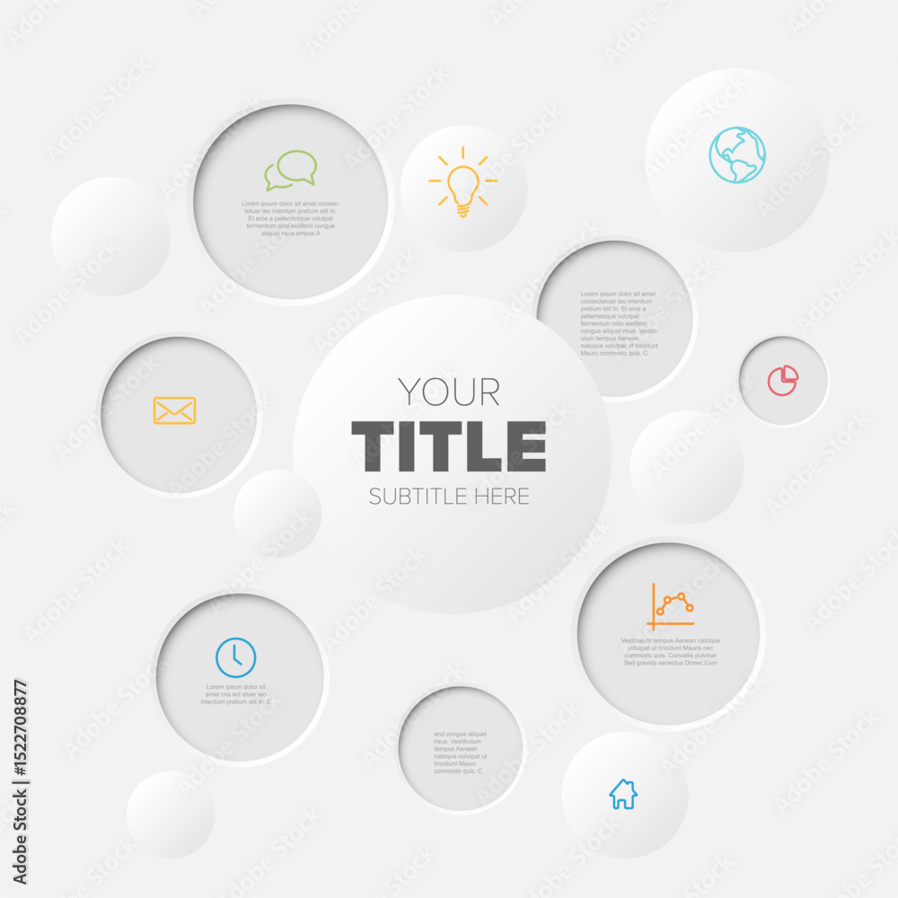 Poster this modern circular infographic template features a clean design layout with multiple circles. it's