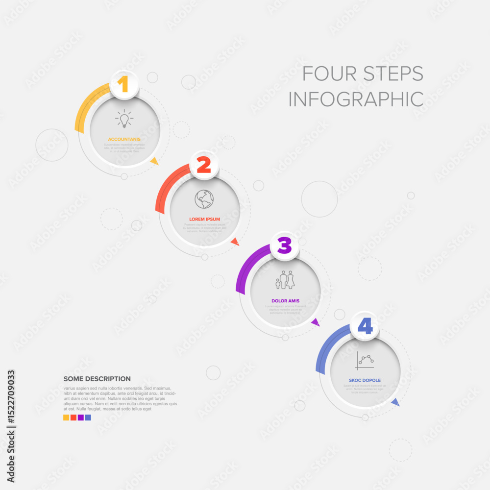 Poster this four steps infographic template is a modern design for visualizing a business process. use this