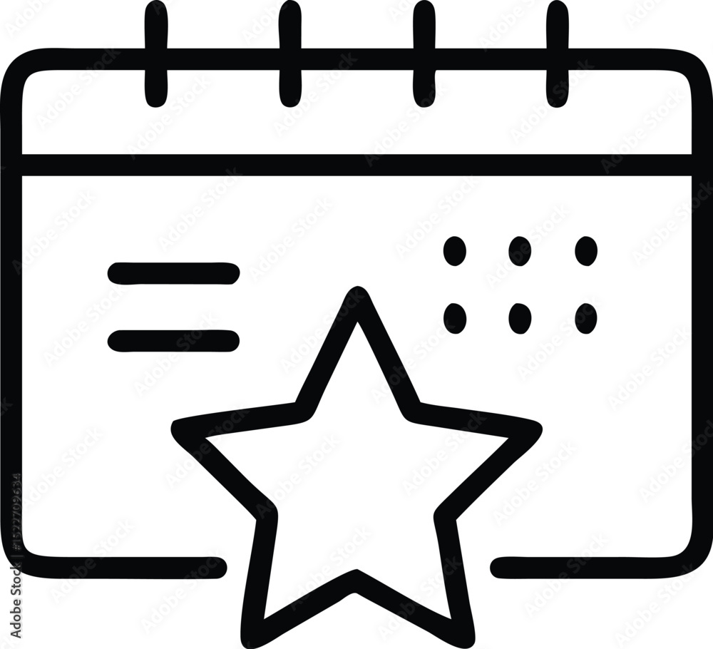 Poster calendar event reminder with star icon for schedule appointment and important date highlight design