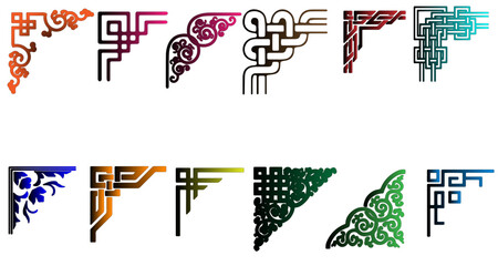 Ornate Decorative Corner Designs: Intricate Border Elements & Flourishes for Embellishment