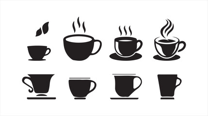 Obraz premium Black Coffee Cup Icons Set – Hot Beverage Silhouettes Collection. Victor illustration eps 10