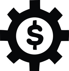 Gear with dollar sign icon representing financial mechanism or business operations