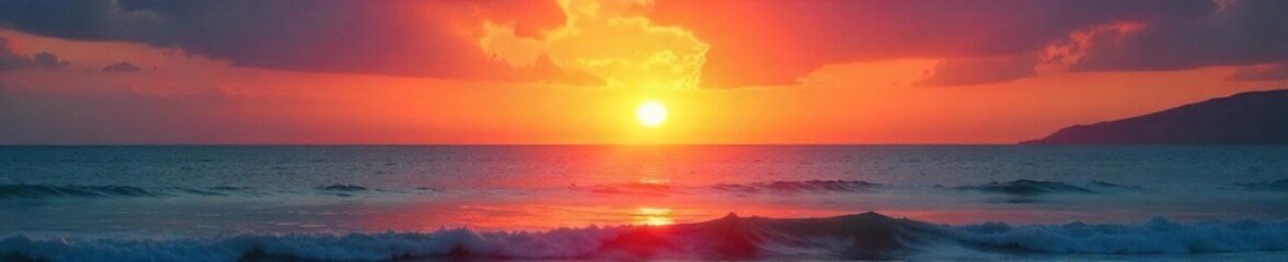 A vibrant sunrise over a calm ocean, radiating warmth and joy, perfect for expressing positive feelings and happiness , light, bright