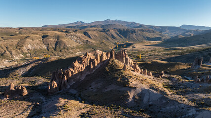 Dramatic rock formations of Los Bolillos, Neuquen, Argentina.