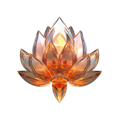 Luminous Amber Glass Lotus Blossom 3D Render of Elegant Crystal Flower