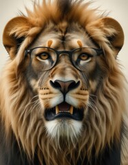 Naklejka premium close up of a lion with glasses