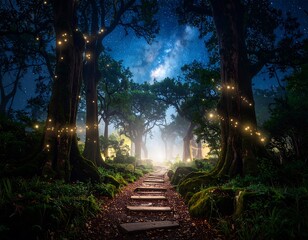 Mystical forest path at night (1)