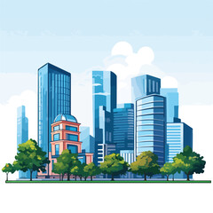 Fototapeta premium Urban Cityscape with Business Center and Residential Buildings in Downtown Area