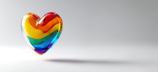 Glass Rainbow Heart Floating in Minimal Light – LGBTQ+ Pride Symbol