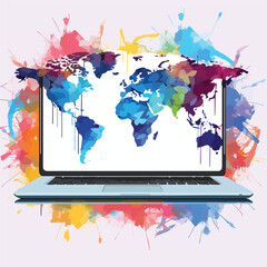 Creative Crayon Silhouette of Laptop Computer for Artistic Technology Designs