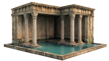 Ancient Roman bath structure Transparent background, PNG file
