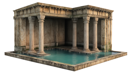 Ancient Roman bath structure Transparent background, PNG file