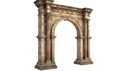 Fototapeta premium Ancient Roman triumphal arch segment Transparent background, PNG file