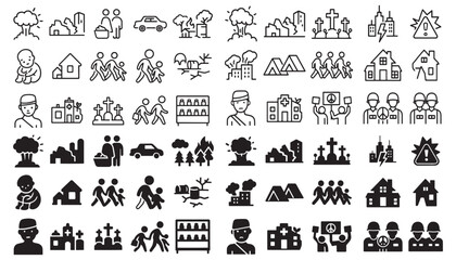 Fototapeta premium Doodle Icon Collection, Hand Sketched Elements, Variety Vector Set, Childlike Drawing, Creative Illustration Pack, Funny Cartoon Symbols, Flat Style Icons, Whimsical Art, Simple Graphic