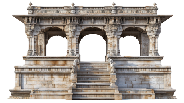 Ancient stepwell architecture Transparent background, PNG file