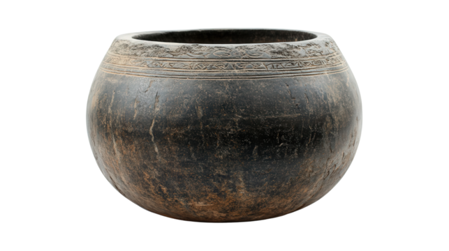 Ancient stone drum from Vietnam Transparent background, PNG file