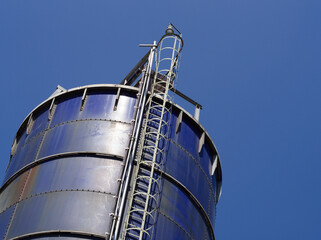 Tall Blue Industrial Silo