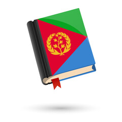 The book is covered in the flag of the Eritrea. Vector illustration of 3D language book on white background.