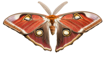 Atlas moth with open wings Transparent background, PNG file
