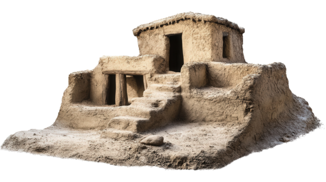 mudbrick structure Transparent background, PNG file