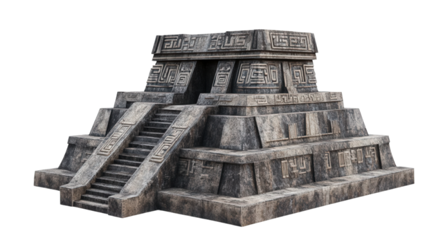 Aztec temple base structure Transparent background, PNG file