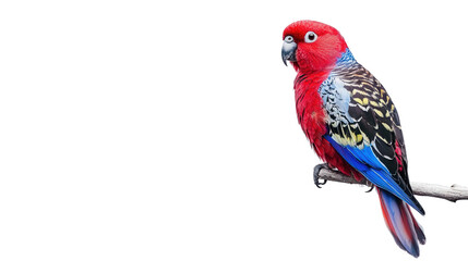 Beautiful crimson rosella perched Transparent background, PNG file